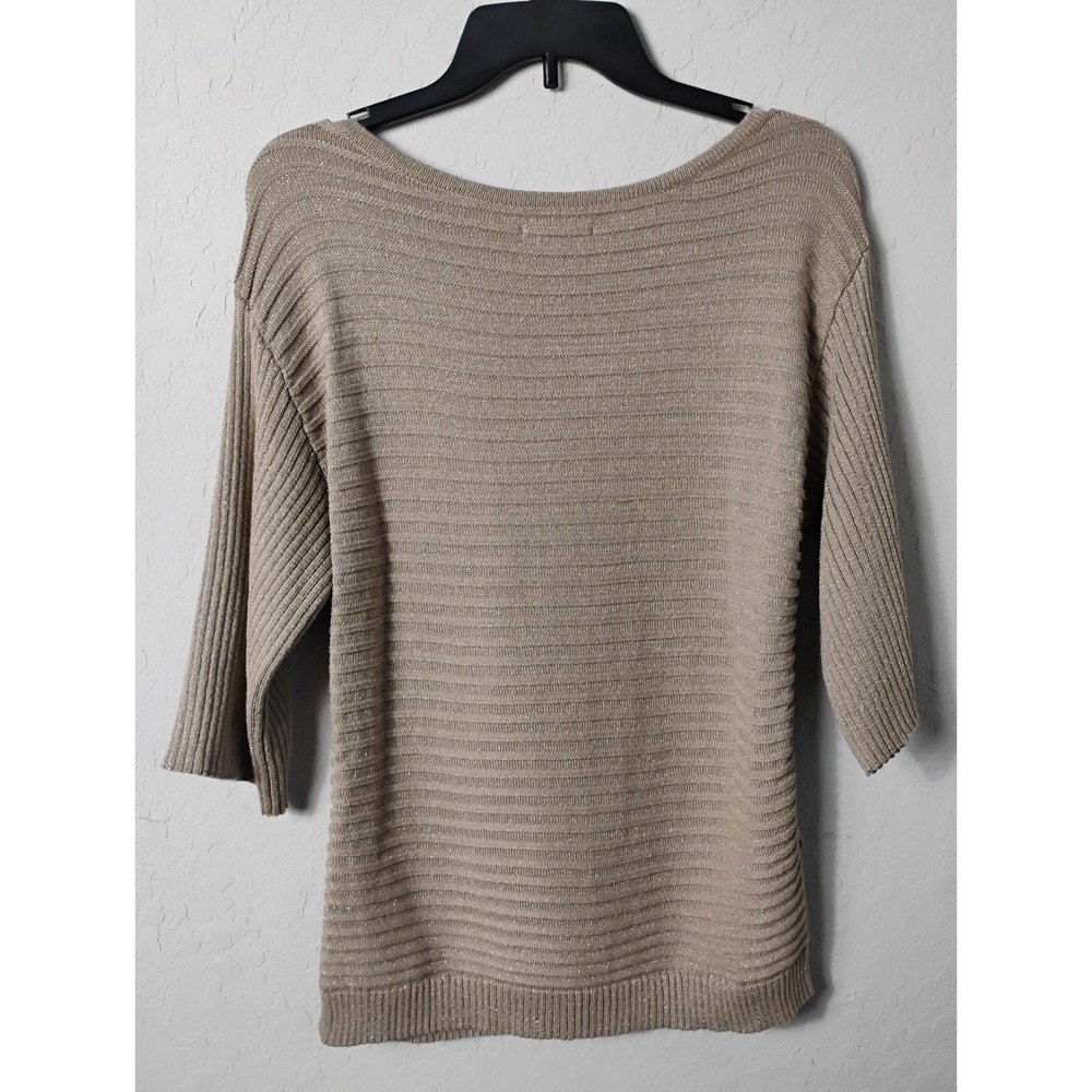 Dana Buchman Knit Sweater 3/4 Sleeve Metallic Sparkle‎ Top Size S - Picture 4 of 9